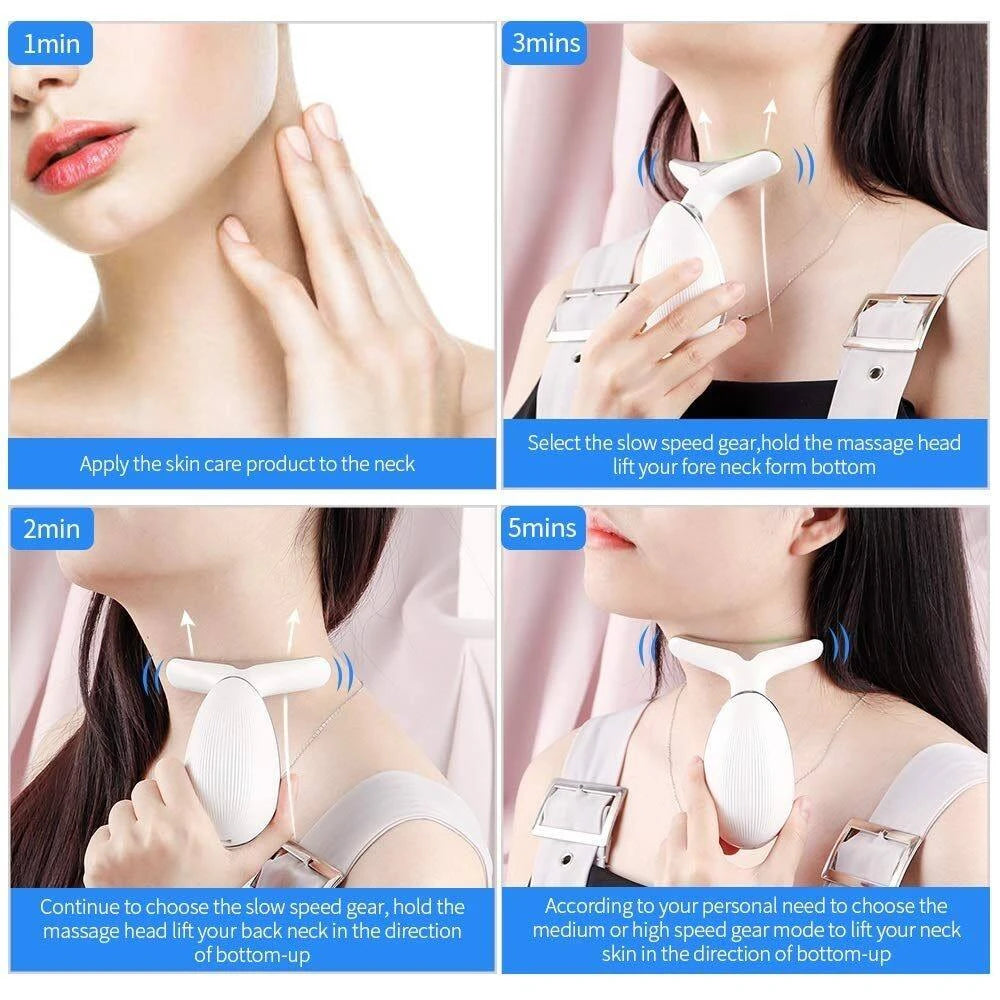 3-in-1 Microcurrent Facial Massager for Neck, Face, and Eye Rejuvenation - Anti-Aging Beauty Device and Tools