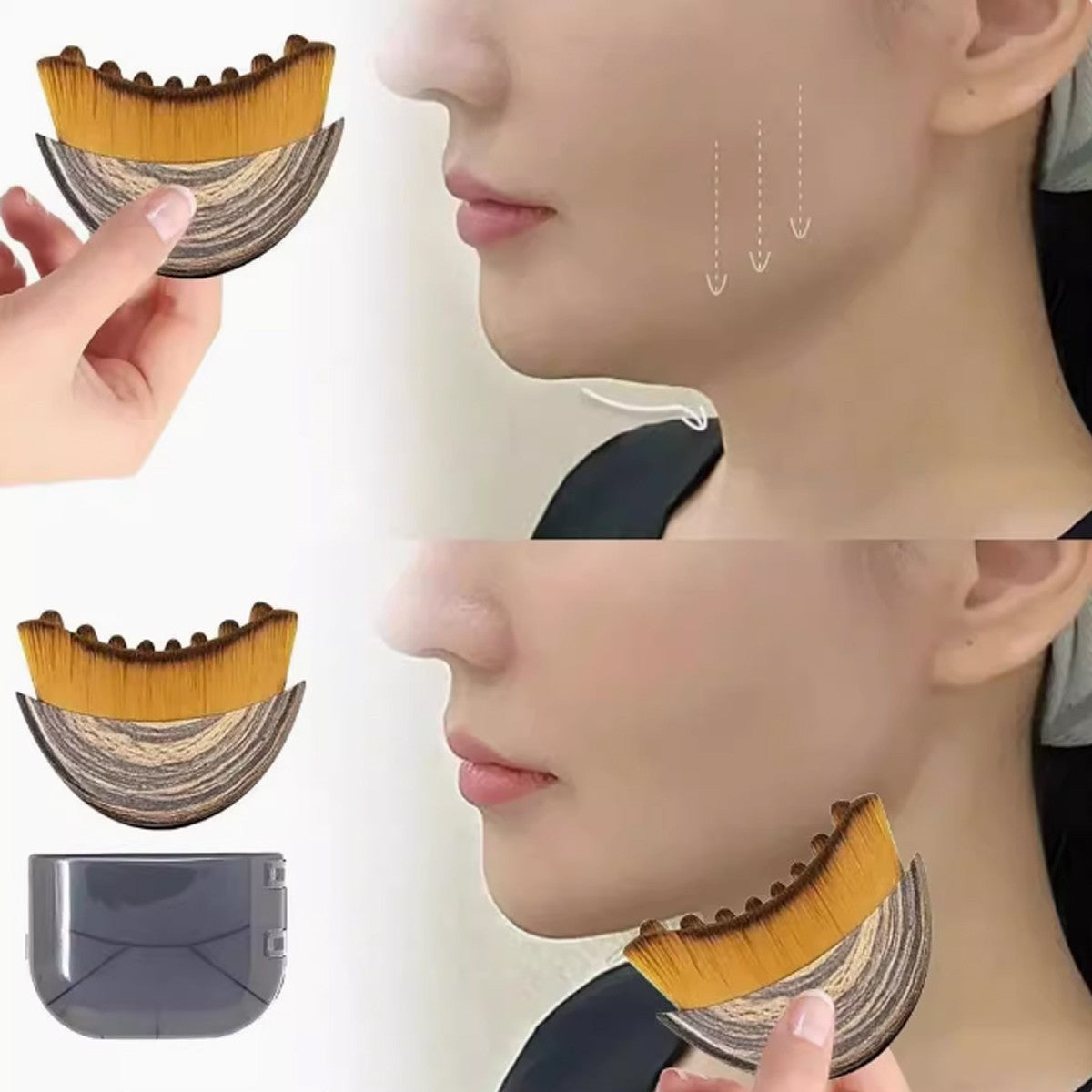 2X Lymphatic Outline Face Brushes W/Cover, Dry Face Brushing, Drainage Massage