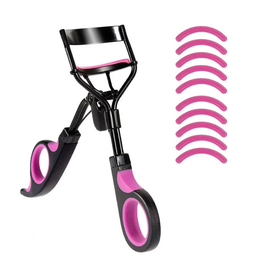Professional Eyelash Curler with 10 Replacement Pads for Lasting Eye Makeup and Beauty Enhancement Tools