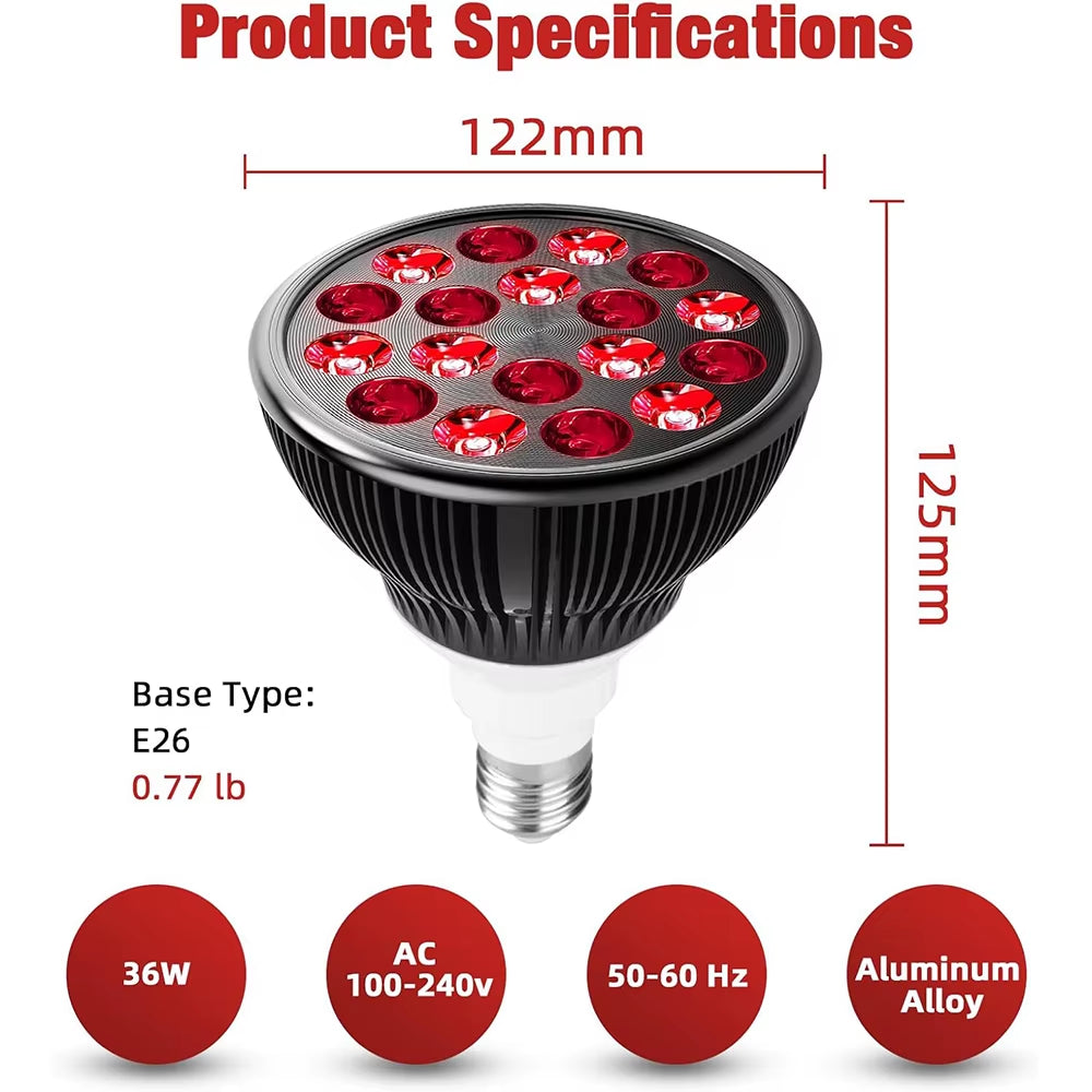 Red Light Therapy Lamp for Facial and Joint Health - 54W Infrared Device for Pain Relief and Skin Wellness