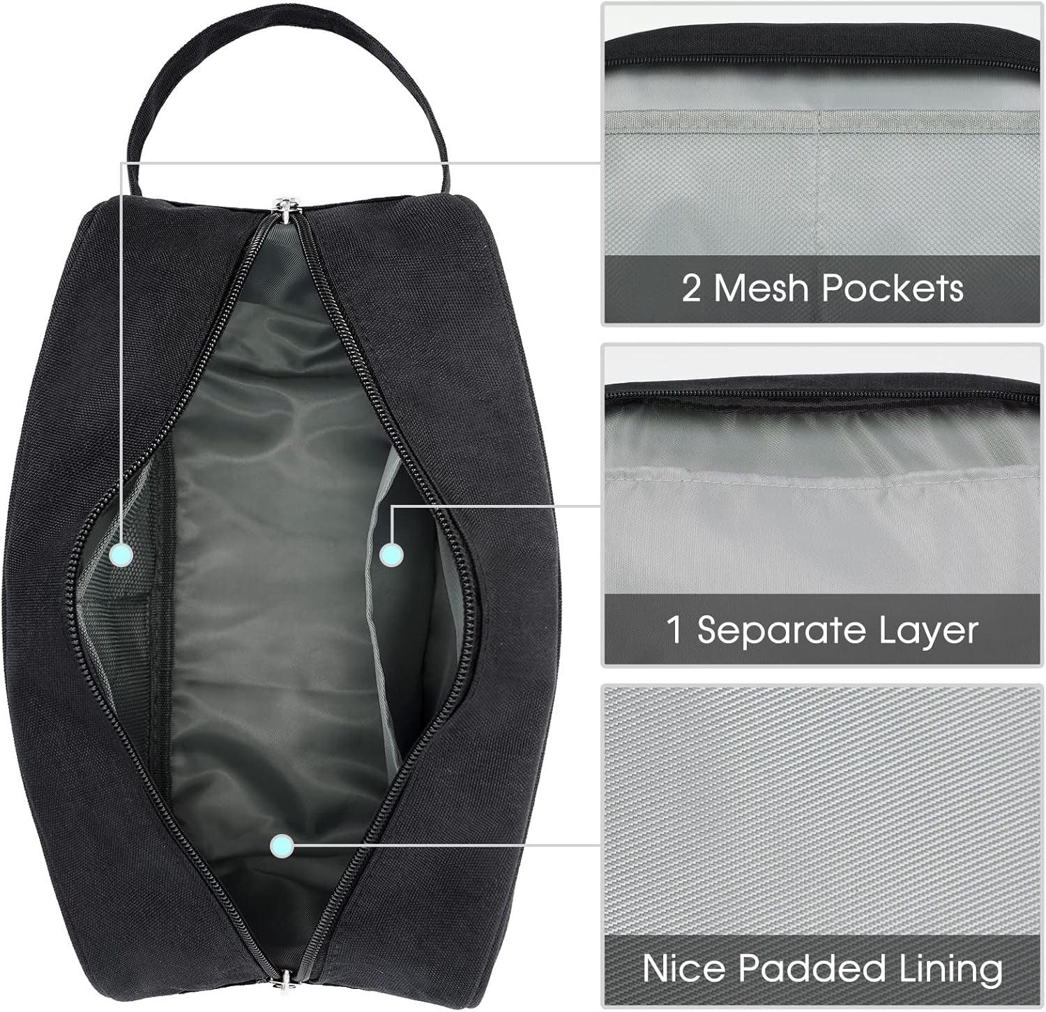 Travel Toiletry Wash Bag for Men and Women Traveling Dopp Kit Shaving Bag for Toiletries Accessories (Black)