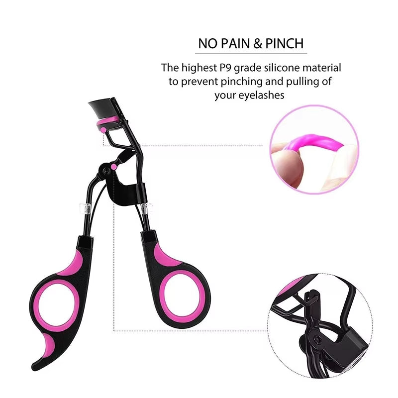 Professional Eyelash Curler with 10 Replacement Pads for Lasting Eye Makeup and Beauty Enhancement Tools