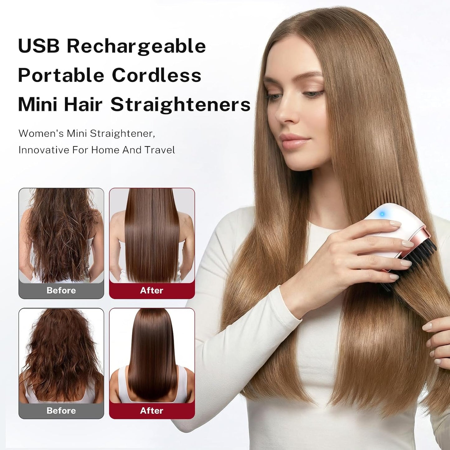 Mini Cordless Hair Straightener Comb