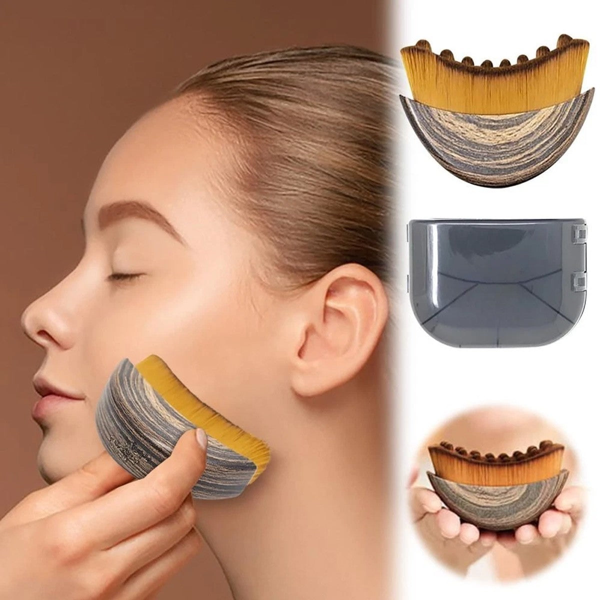 2X Lymphatic Outline Face Brushes W/Cover, Dry Face Brushing, Drainage Massage