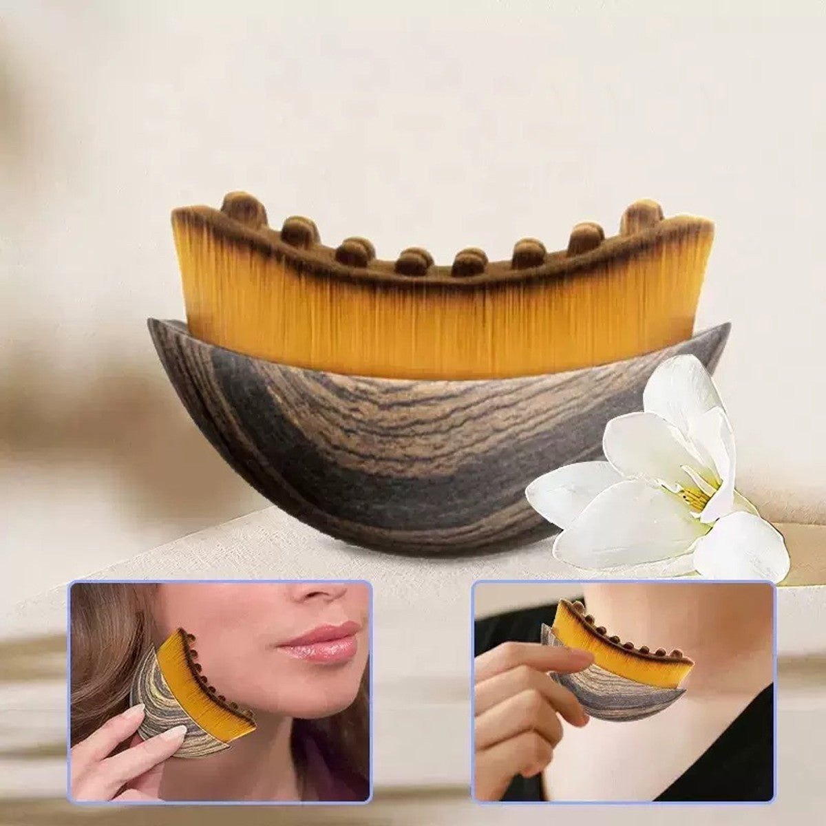 2X Lymphatic Outline Face Brushes W/Cover, Dry Face Brushing, Drainage Massage
